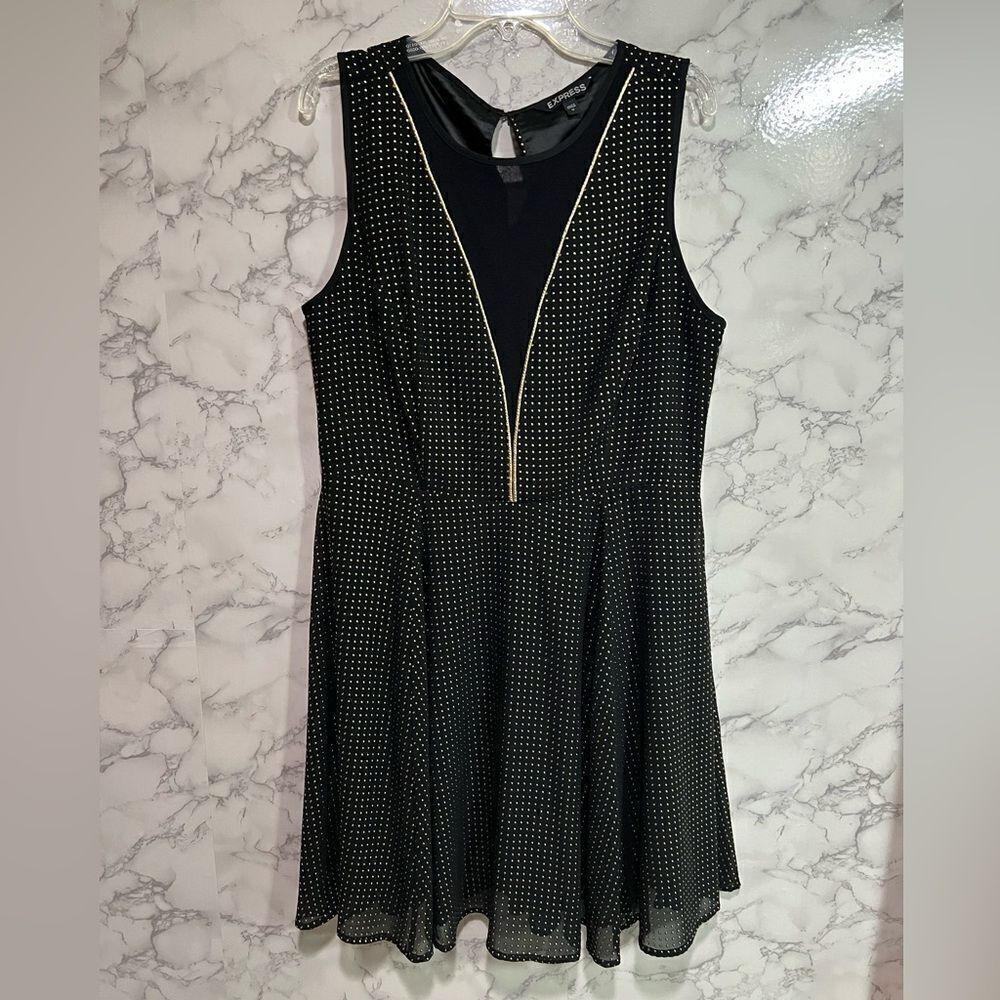 Express Black and Gold Party Dress 10